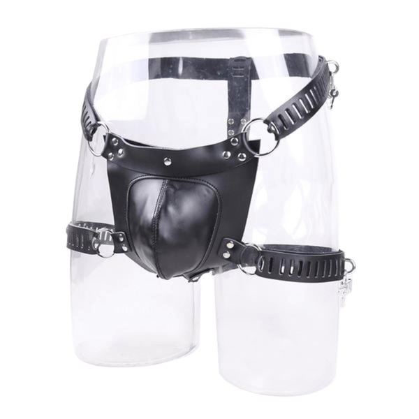 Erotic Leather Male Chastity Harness