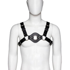 Leather Chest Strap Dildo Harness