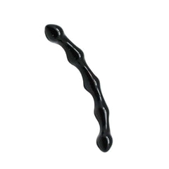 Black Beaded Curved Glass Dildo