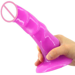 Shiny Ribbed 7 Inch Suction Cup Dildo