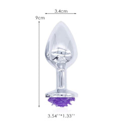 Purple Rose Metal Butt Plug and Vibrator 3.15 to 3.94 Inches Long