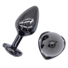 Gunmetal Heart-Shaped Butt Plug With Extra Vibrator 2.76 to 3.74 Inches Long