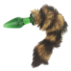 11' Glass Brown Black Raccoon Tail Plug - Sisandsis Dress