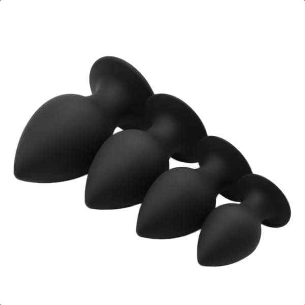 Black Chunky Silicone Butt Plug 2.95 to 4.92 Inches Long