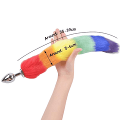 Rainbow-Colored Metallic Tail Butt Plug 16 to 20 Inches Long