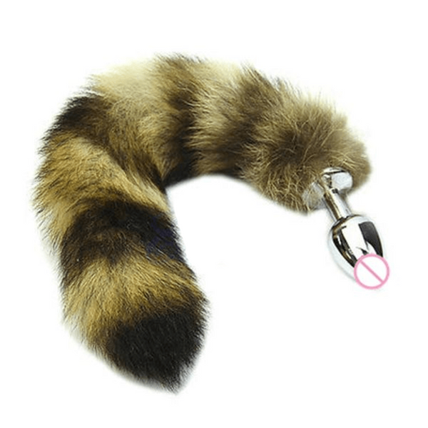 Sexy Faux Steel Raccoon Tail Butt Plug 14 Inches Long