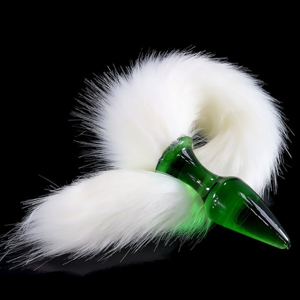 14' Glass White Fox Tail Plug - Sisandsis Dress