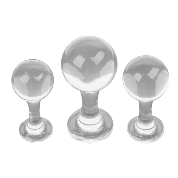 Ball and Stem Glass Butt Plug 3.94 to 5.04 Inches Long