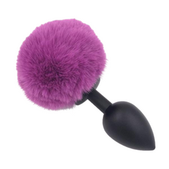 Multi Size Stainless Silicone Purple Bunny Tail Plug