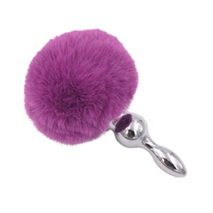 Multi Size Stainless Silicone Purple Bunny Tail Plug