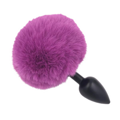 Multi Size Stainless Silicone Purple Bunny Tail Plug