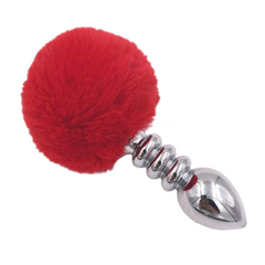 Multi Size Stainless Silicone Red Bunny Tail Plug