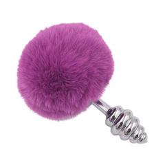 Multi Size Stainless Silicone Purple Bunny Tail Plug