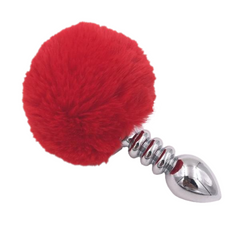 Multi Size Stainless Silicone Red Bunny Tail Plug