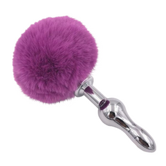 Multi Size Stainless Silicone Purple Bunny Tail Plug