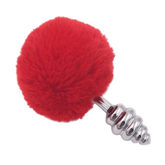 Multi Size Stainless Silicone Red Bunny Tail Plug