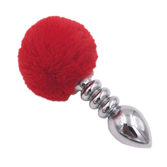 Multi Size Stainless Silicone Red Bunny Tail Plug