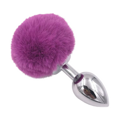 Multi Size Stainless Silicone Purple Bunny Tail Plug