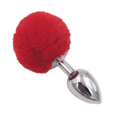 Multi Size Stainless Silicone Red Bunny Tail Plug