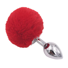 Multi Size Stainless Silicone Red Bunny Tail Plug