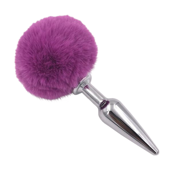 Multi Size Stainless Silicone Purple Bunny Tail Plug