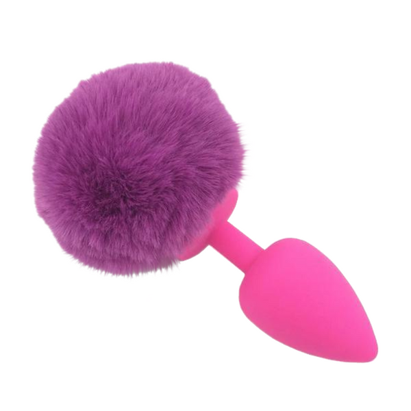 Multi Size Stainless Silicone Purple Bunny Tail Plug