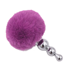 Multi Size Stainless Silicone Purple Bunny Tail Plug