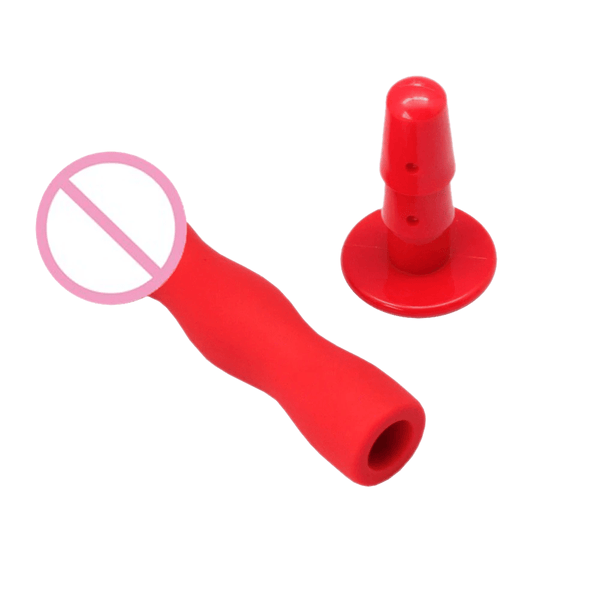 Red Silicone Strap On Dildo