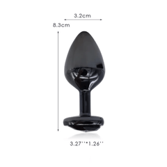 Gunmetal Heart-Shaped Butt Plug With Extra Vibrator 2.76 to 3.74 Inches Long