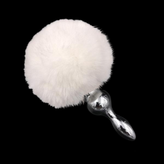 Multi Size Stainless Silicone White Bunny Tail Plug