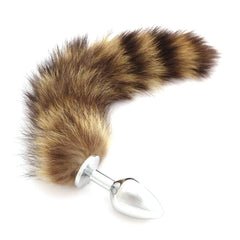 Stainless Steel Raccoon Tail Butt Plug, 12'