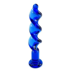 Crystal Blue Spiral Glass Dildo