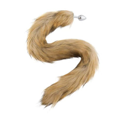 32'  Brown Fox Tail with Metal Butt Plug