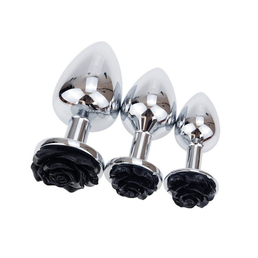 Black Rose Butt Plug Kit 3pcs