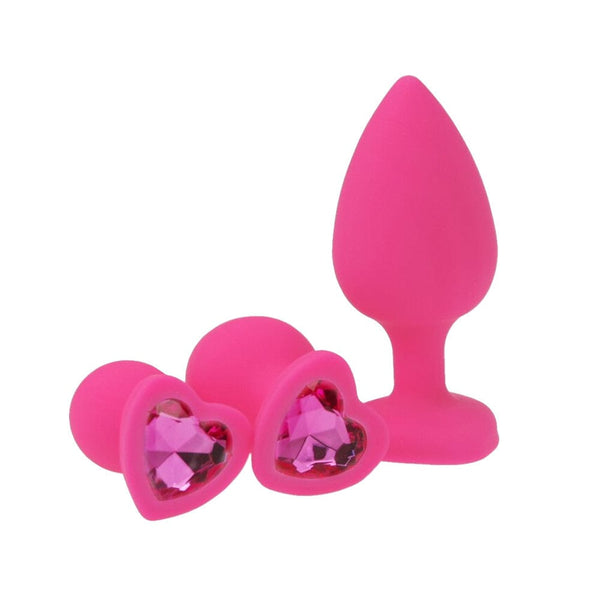 Lovely Pink Silicone Butt Plug Kit 3pcs