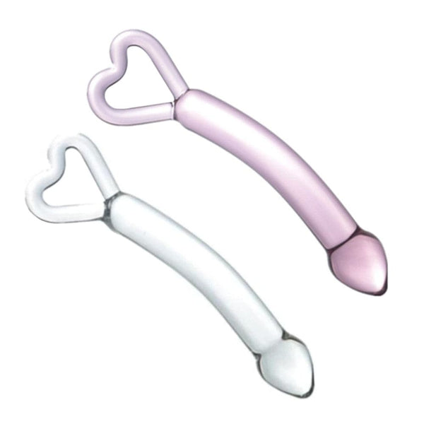 Curved Arrow Glass Heart Dildo