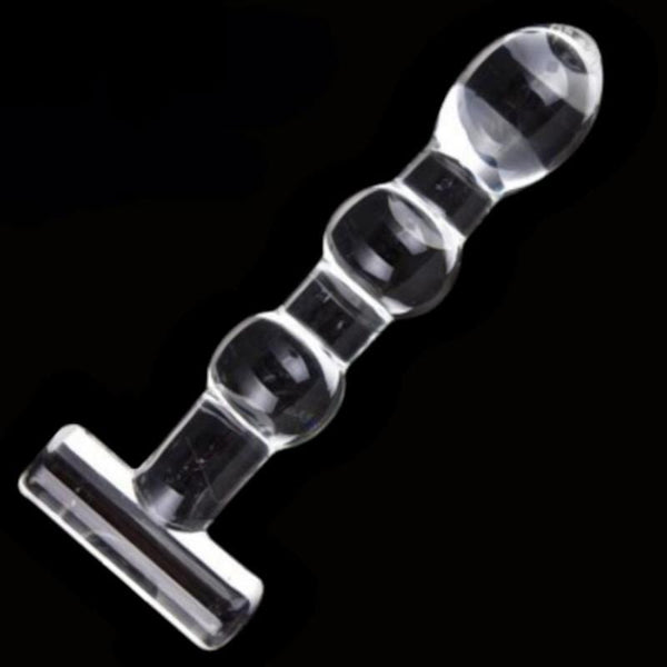 Beaded T-Shaped Crystal 5 Inch Clear Dildo