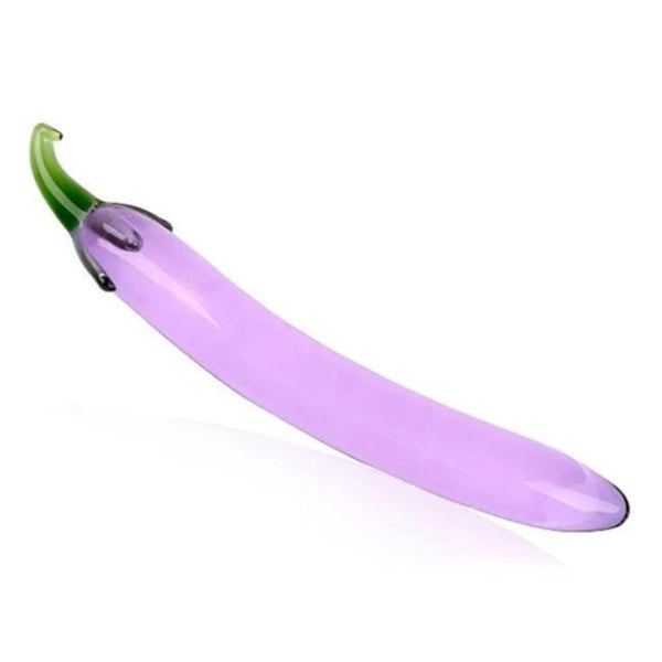 Purple Eggplant Crystal 7 Inch Glass Dildo