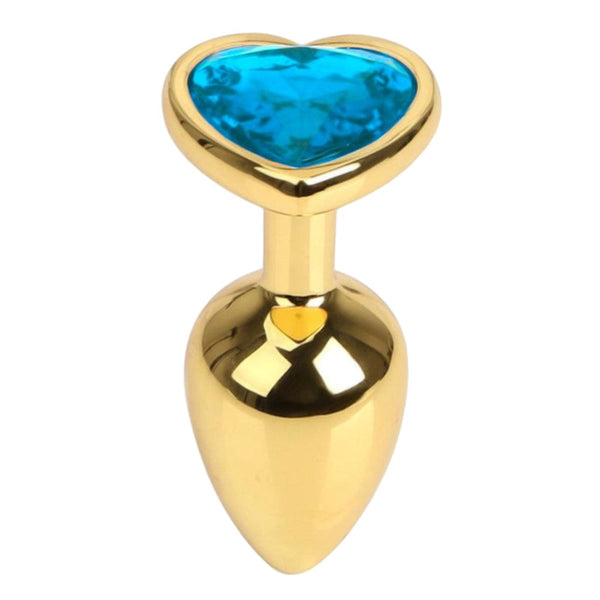 Heart-Shaped Stainless Steel Gold Butt Plug 2.76 Inches Long