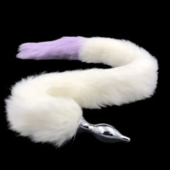 31' Stainless & Silicone White and Purple Tail Plug