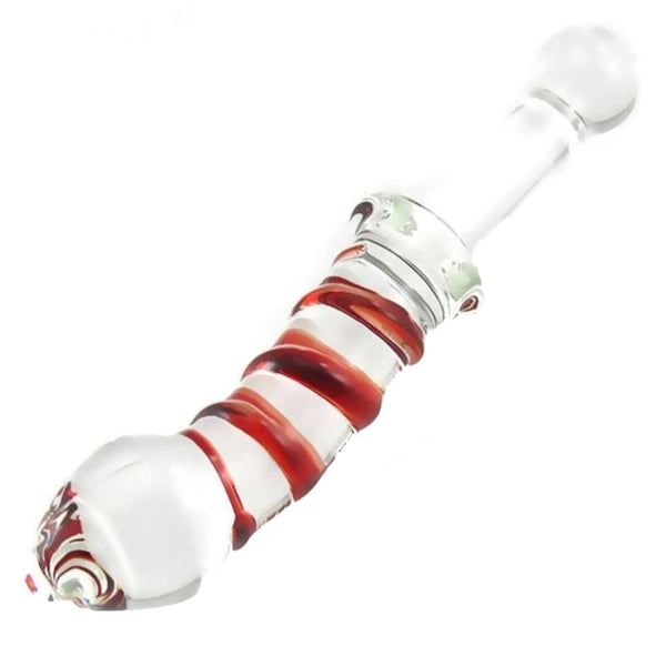 Spiral Stripes Double Ended Glass Dildo