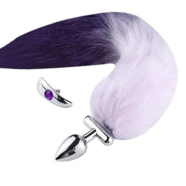 18' Shapeable White With Purple Fox Tail Metal Plug