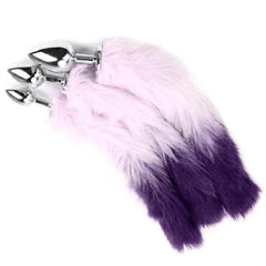 Purple Fur Silver Metallic Tail Butt Plug 17 to 18 inches long