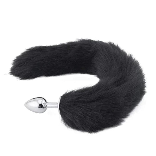 Black Wolf Tail with Stainless Steel Butt Plug