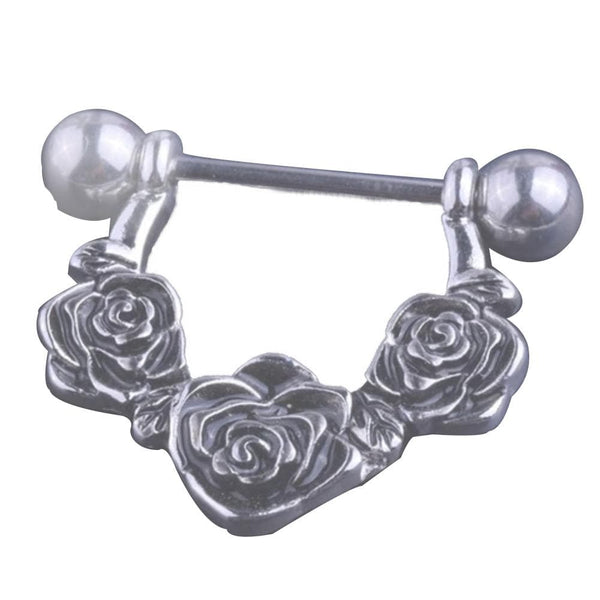 Stainless 14G Rose Nipple Rings