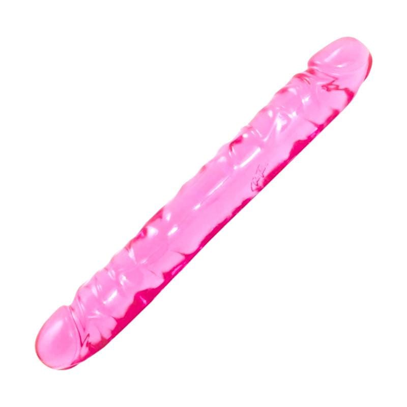 Ribbed Double Ended Thick Pink Dildo