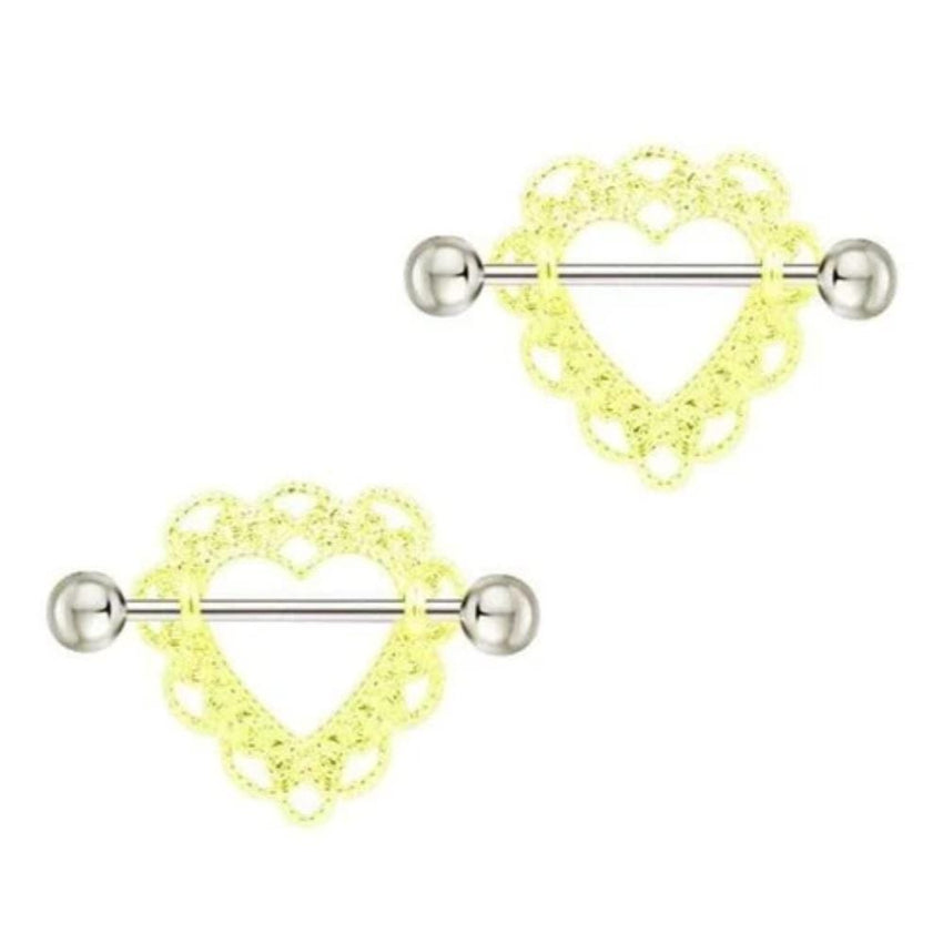 Lace-Style Heart Shaped Nipple Rings