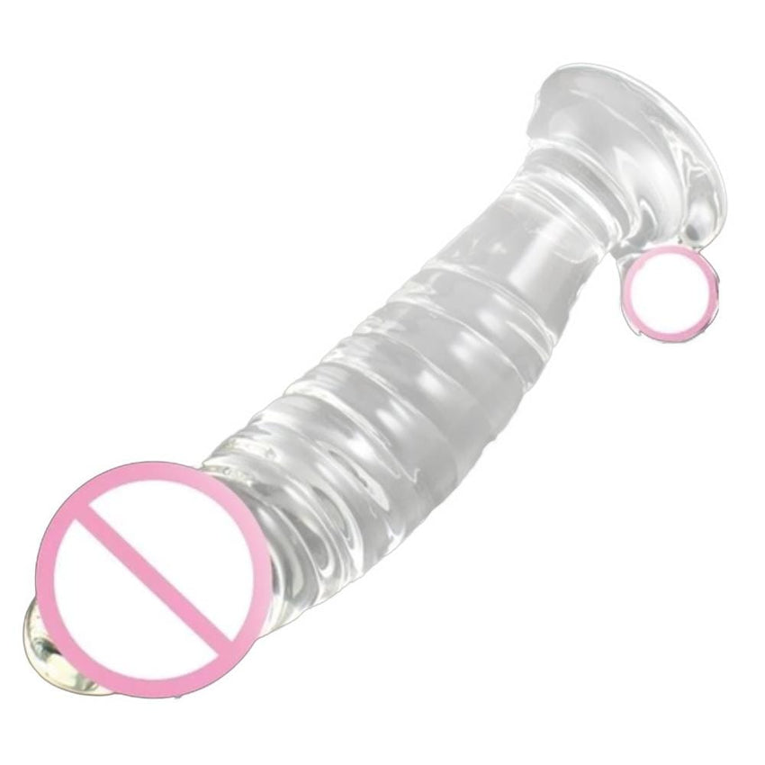 Clear Masturbation Crystal 7 Inch Curved Glass Dildo