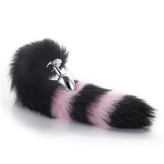 Black with Pink Fox Metal Tail Plug, 14'