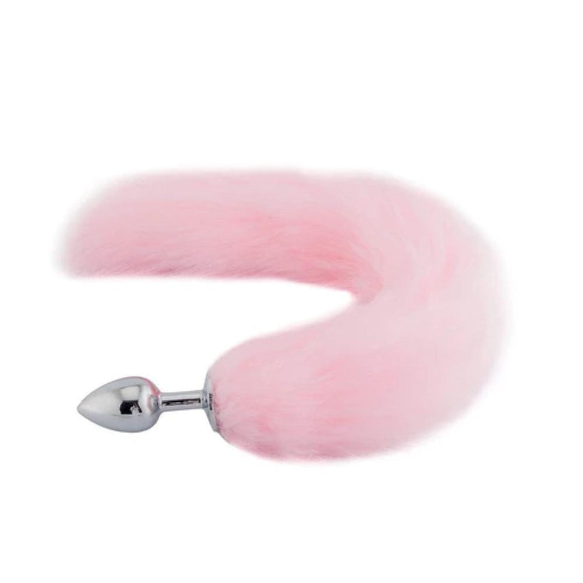 Stainless Steel Butt Plug With 18-Inch Pink Fox Tail